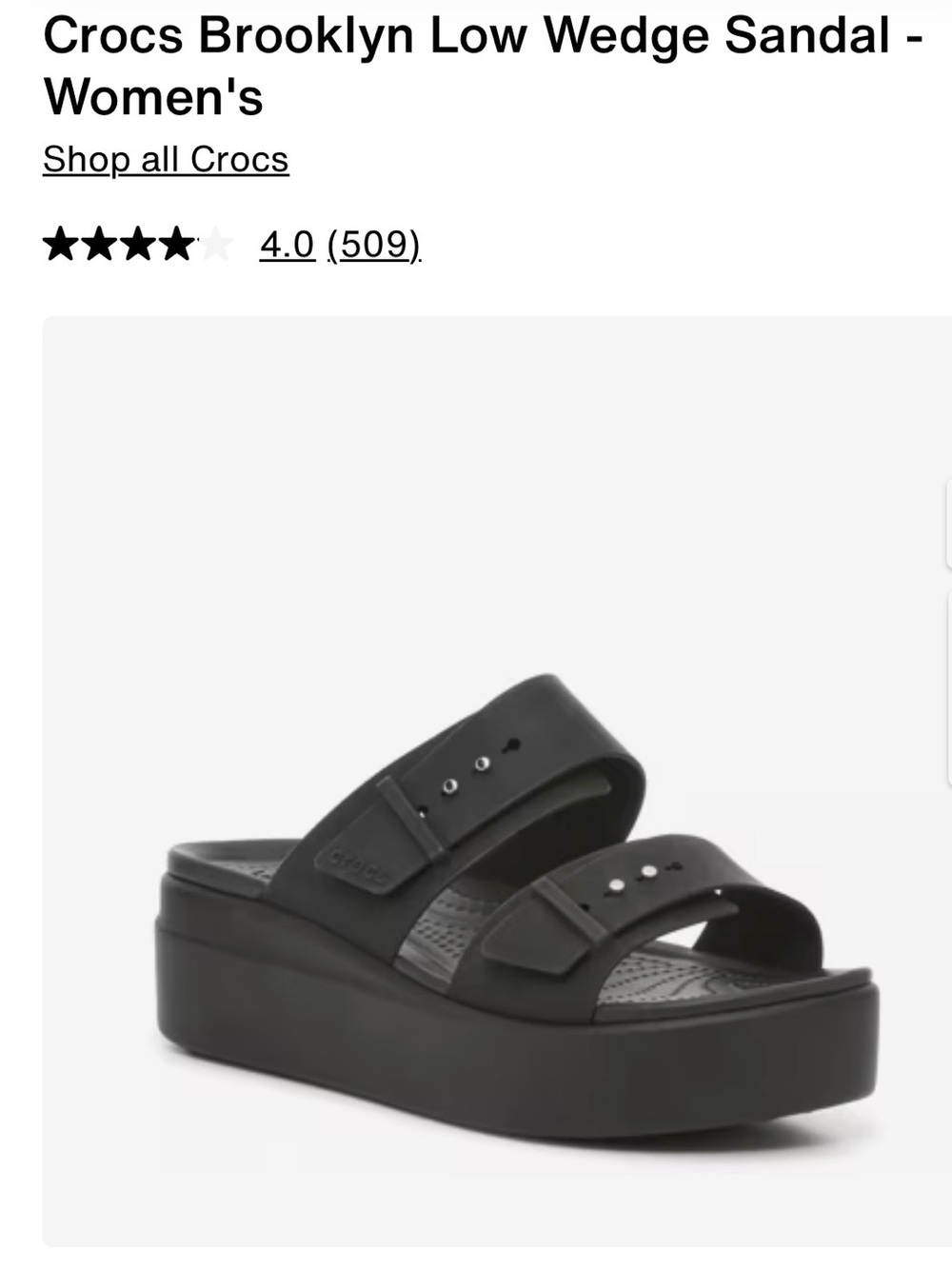 CROCS Brooklyn Low Wedge Sandal — Black
